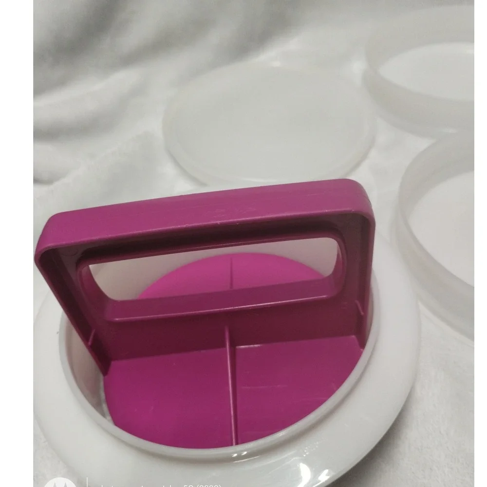 Tupperware‎ Hamburger Press and Keepers Set Magenta White Patty Maker 6pc